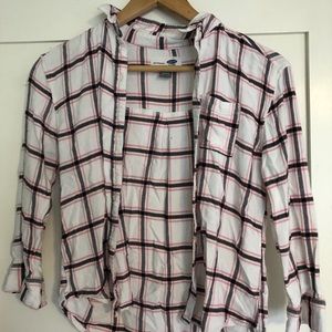 pink and white kids flannel